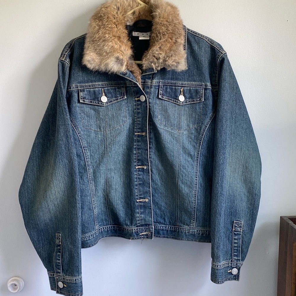 Cabi fur jean jacket